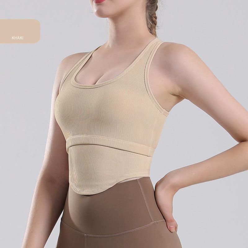 Sports Undershirt External Yoga Wear Tops Long-Sleeved Fitness Running Underwear Female With Chest Pad Shockproof High-Intensity