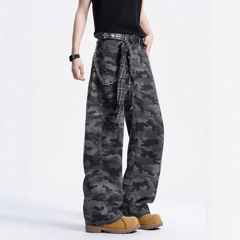 Street Style Camouflage Cargo Pants – Loose Fit Wide-Leg Casual Wear