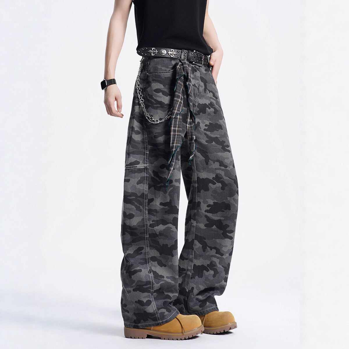Street Style Camouflage Cargo Pants – Loose Fit Wide-Leg Casual Wear
