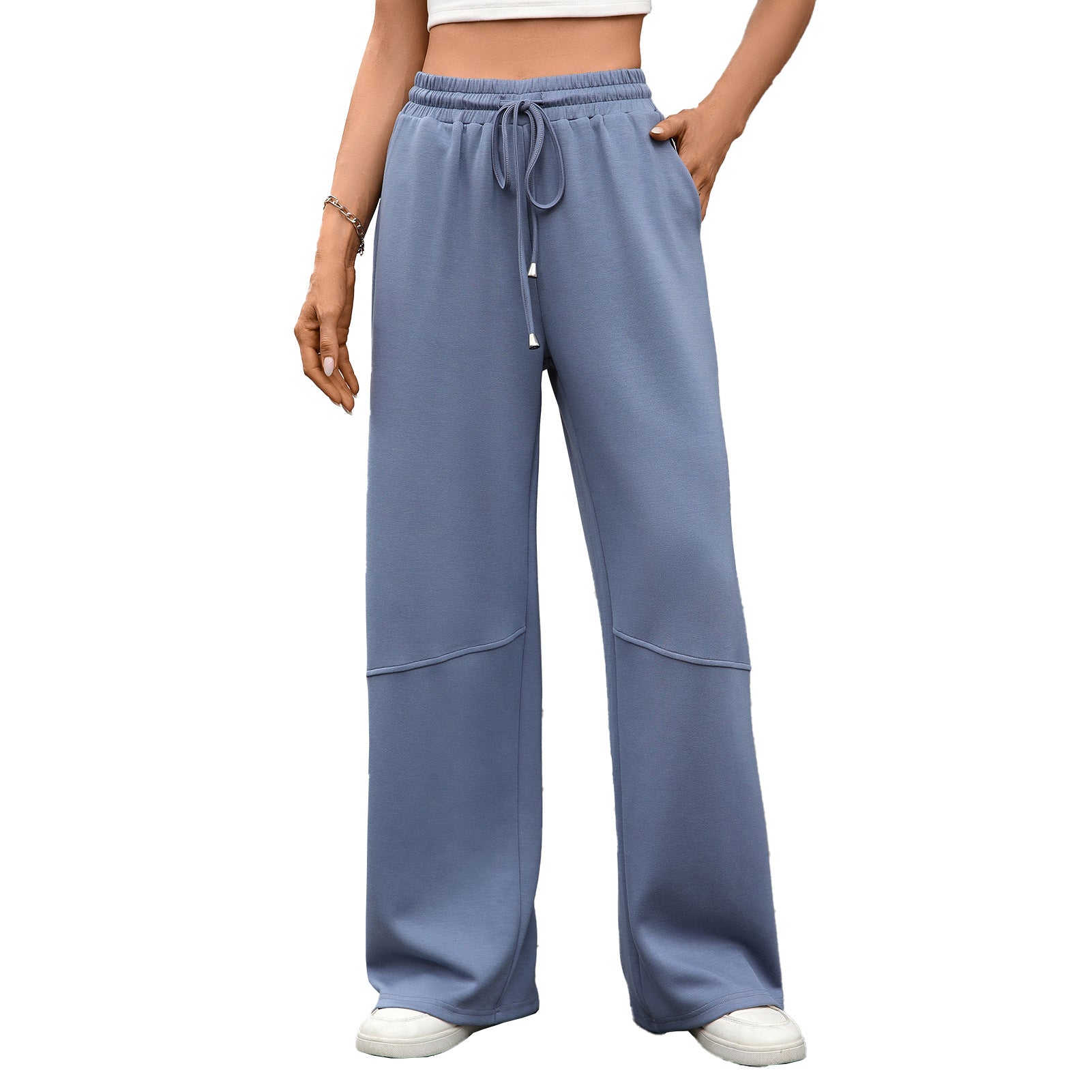 Solid Colors - Elastic Waist  - Drawstring Pocket  - Wide Leg Sweatpants
