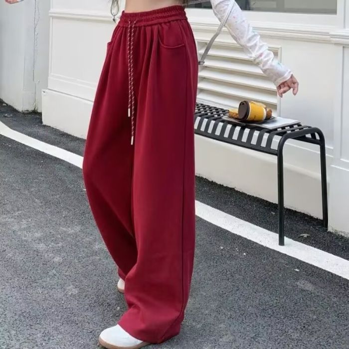 High-Waist Sweatpants with Pockets – Casual Loose Fit Long Pants