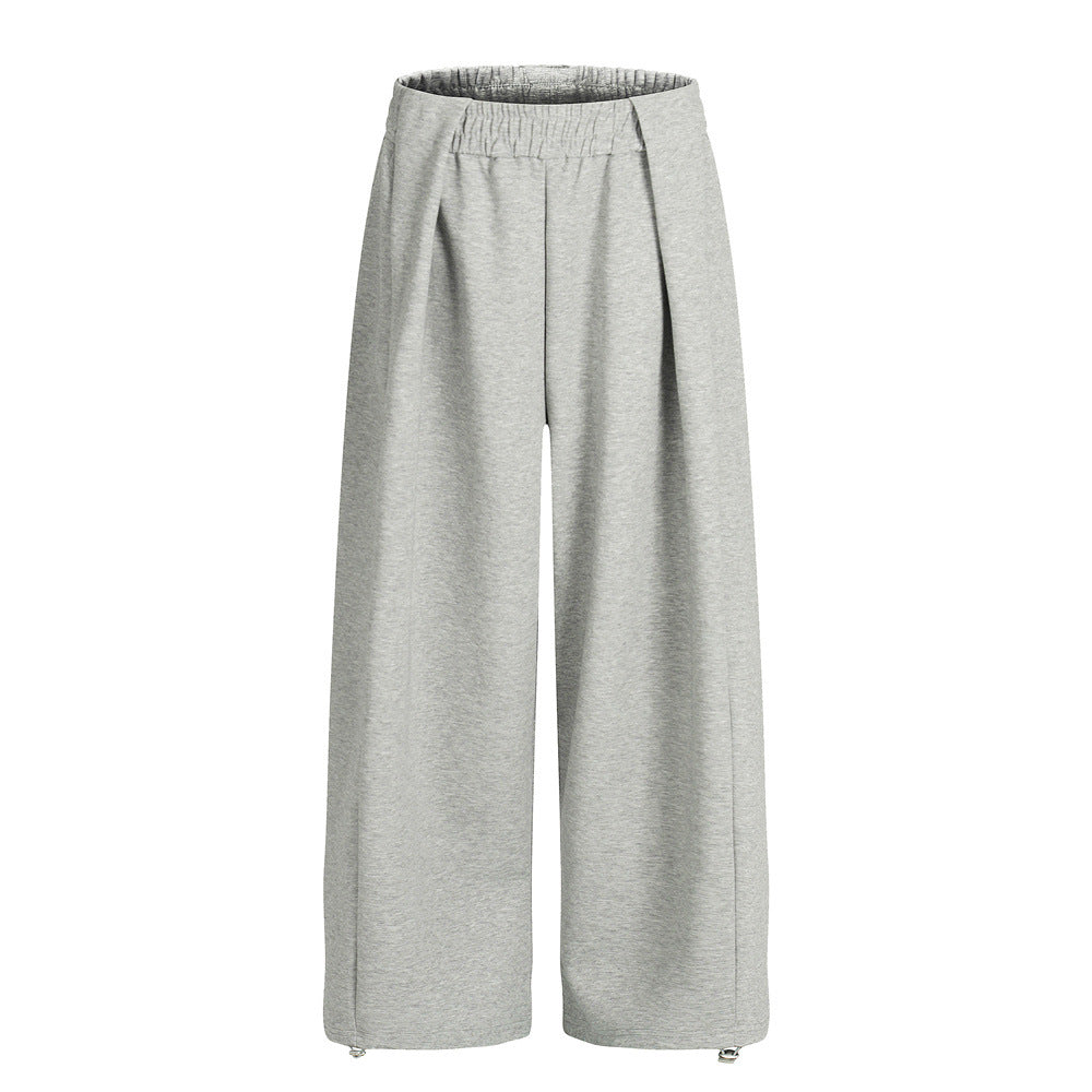 Chino-Style Panel & Pleat Sweatpants – Loose-Fit Wide-Leg