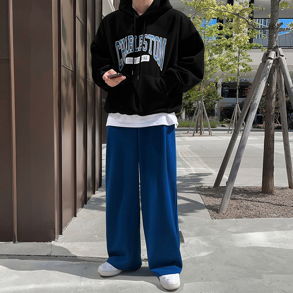 Drapey Wide Leg  - Casual Pants -  Straight Long Trousers - Relaxed Fit -  Sports Sweatpants