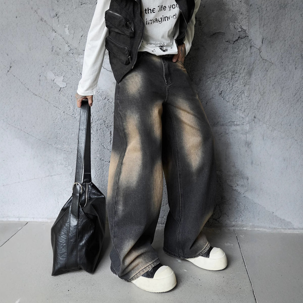 Vintage Washed Distressed Denim Pants – Loose Slim Streetwear Fit