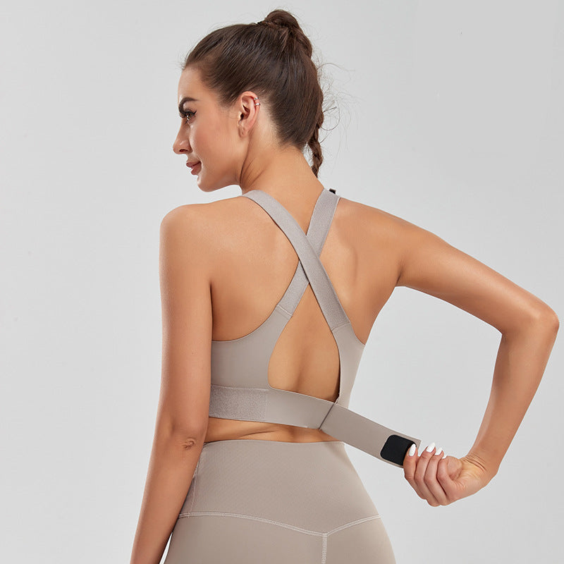 Zipper Sports Bra Womens Large High Strength Shockproof Running Tank Top Yoga Fitness Bra Traceless Lulu