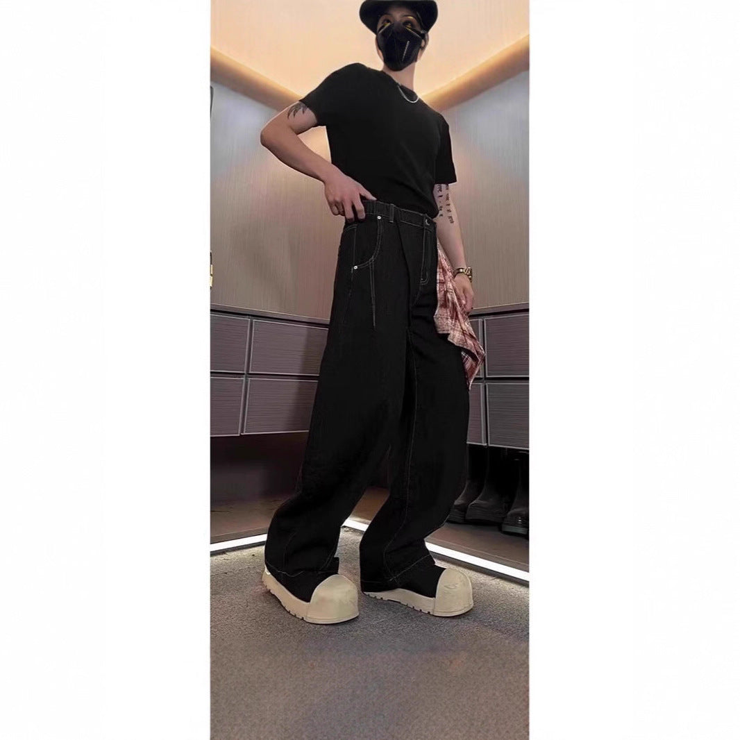 Denim Jeans -  Loose Wide-Leg -  Knife-Edge Style