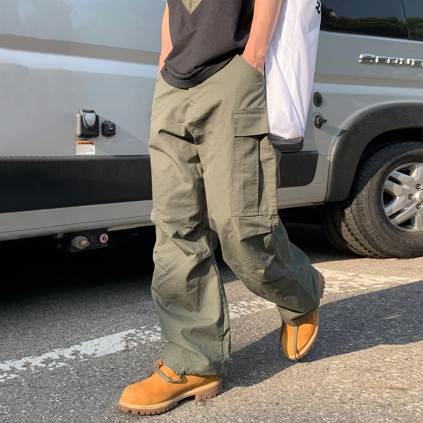 Casual Cargo Straight-Leg Wide Pants – Loose Fit Commuter Trousers