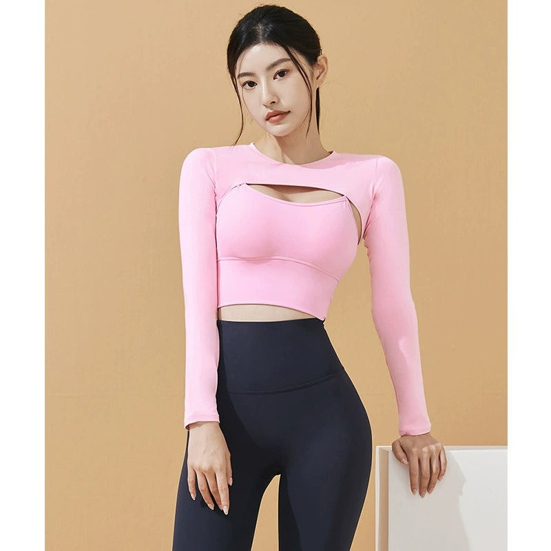 Ins Fashion Sports Long Sleeve Yoga Top Set Combination Sexy Yoga Vest Two Pieces of Fitness Clothes