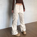 Vintage Multi-pocket Cargo Pants -  Loose Pleated Straight Leg