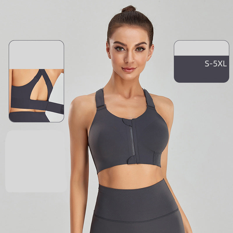 Zipper Sports Bra Womens Large High Strength Shockproof Running Tank Top Yoga Fitness Bra Traceless Lulu