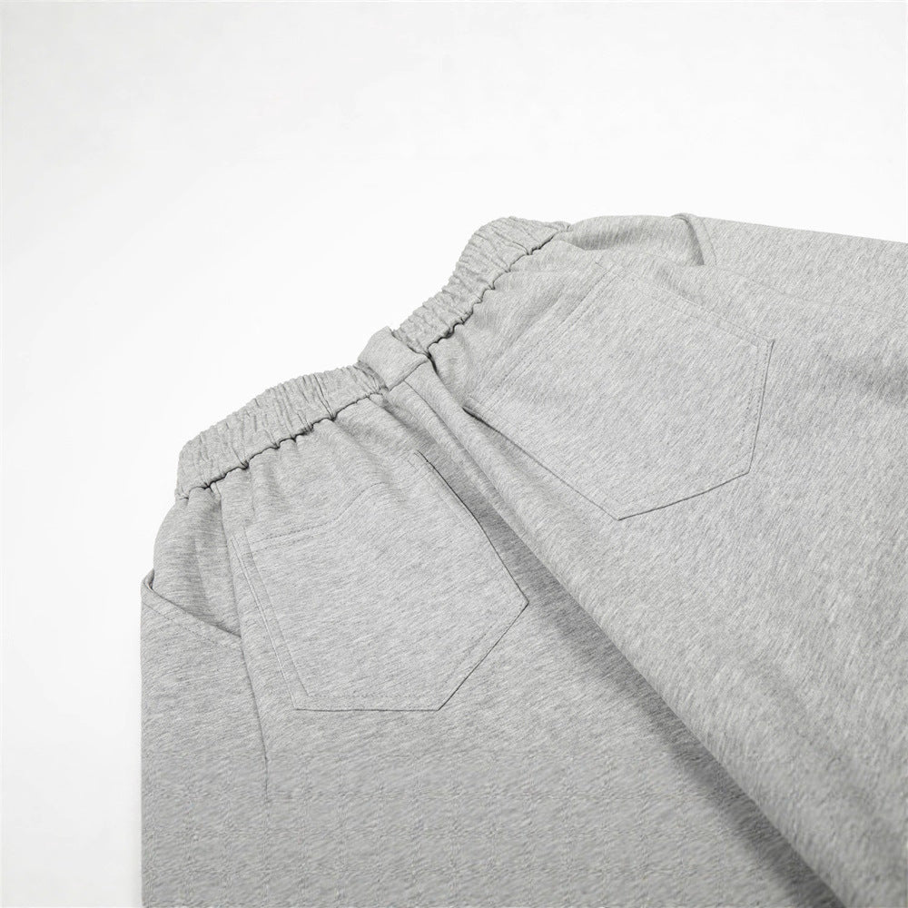 Chino-Style Panel & Pleat Sweatpants – Loose-Fit Wide-Leg