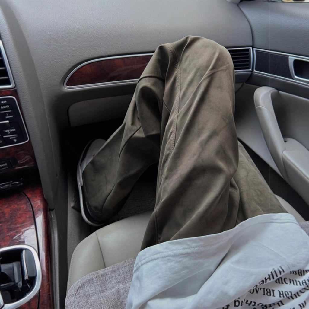 Textured Straight-Leg Cargo Pants - Loose Wide-Leg Pants