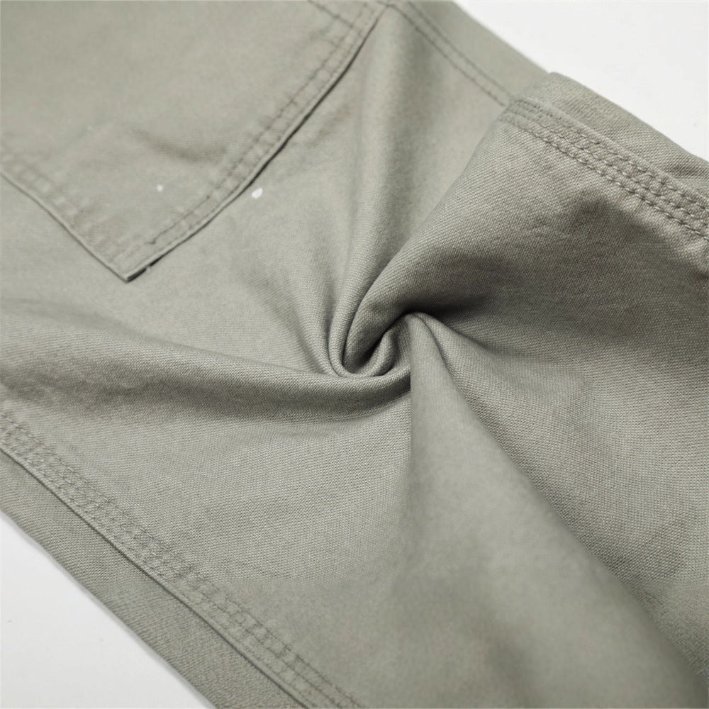 Distressed Patchwork Cargo Pants – Loose-Fit Multi-Pocket Trousers