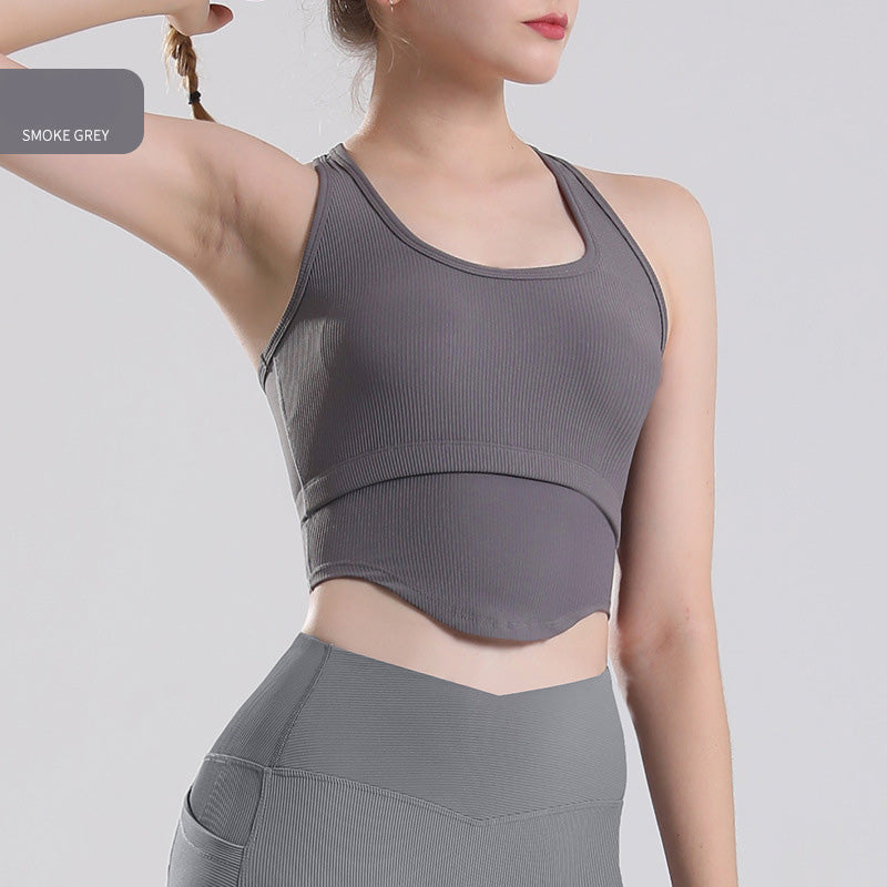 Sports Undershirt External Yoga Wear Tops Long-Sleeved Fitness Running Underwear Female With Chest Pad Shockproof High-Intensity