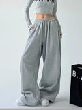 Tied - Sweatpants  - Loose High-Waisted - Wide-Leg Floor-Length Pants