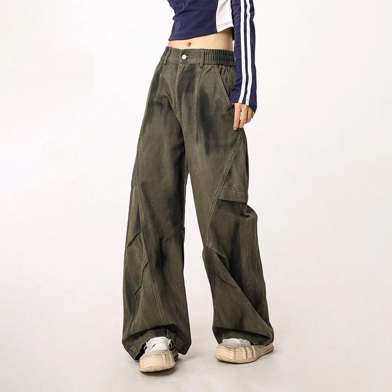 Cargo Jeans - Vintage Casual - Wide Leg Floor-Length Pants