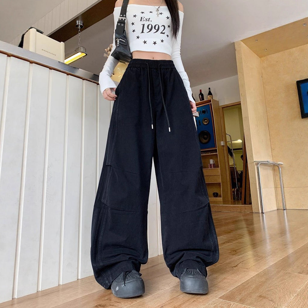 Vintage Washed Cotton Cargo Pants – Relaxed Wide-Leg Fit