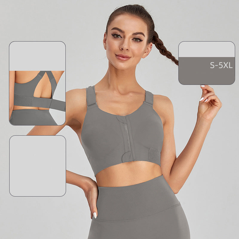 Zipper Sports Bra Womens Large High Strength Shockproof Running Tank Top Yoga Fitness Bra Traceless Lulu
