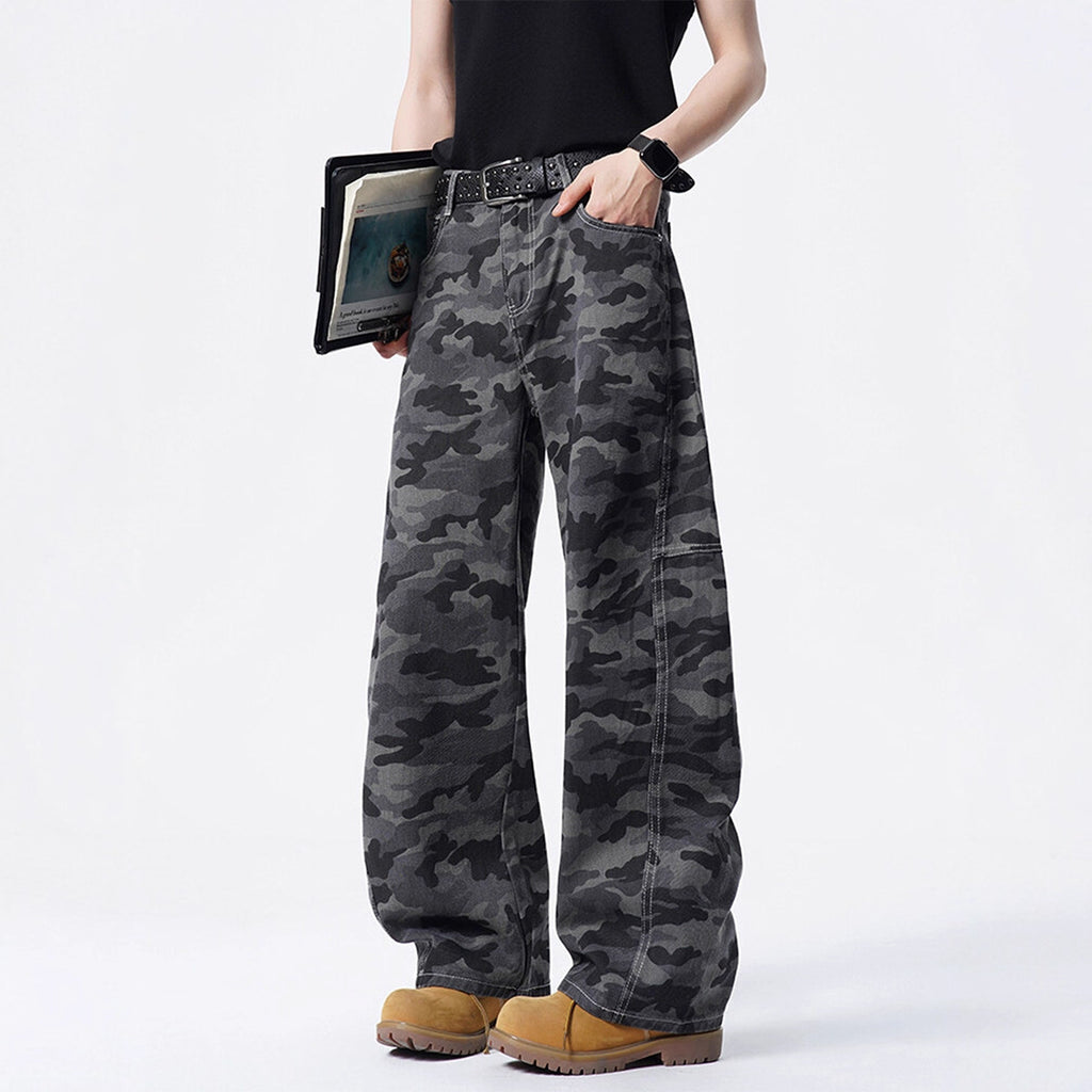 Street Style Camouflage Cargo Pants – Loose Fit Wide-Leg Casual Wear