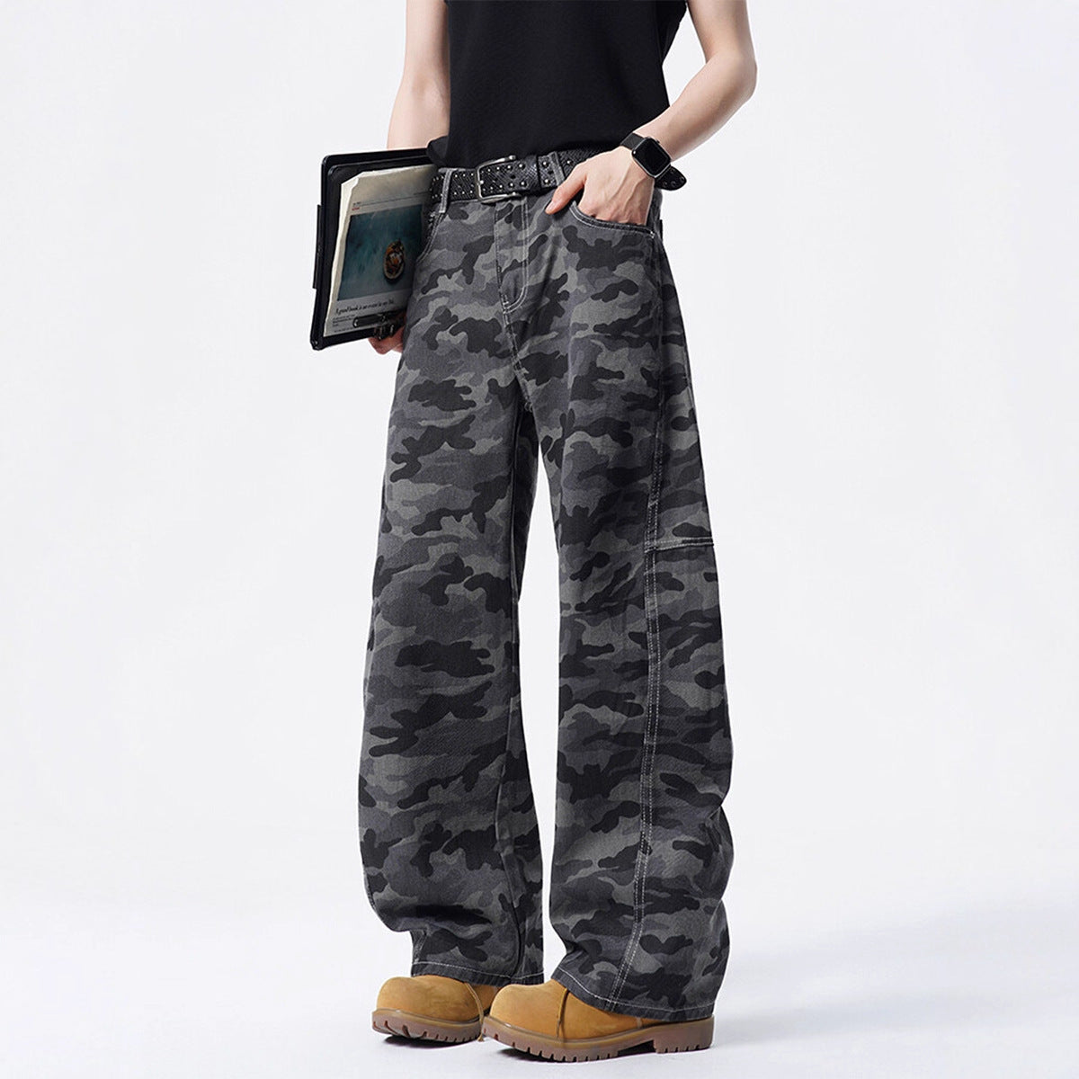Street Style Camouflage Cargo Pants – Loose Fit Wide-Leg Casual Wear