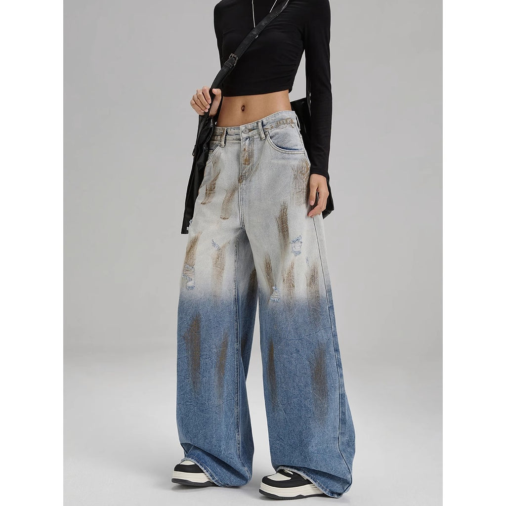 Denim Jeans - Loose Straight Fit - Versatile Wide Leg Long Trousers