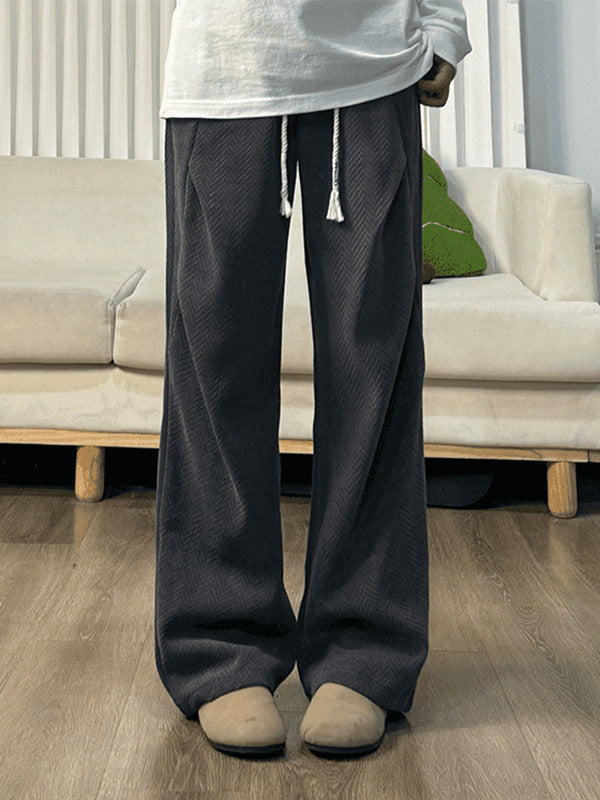 Pleated Knit Sweatpants – Relaxed Straight-Leg Pants