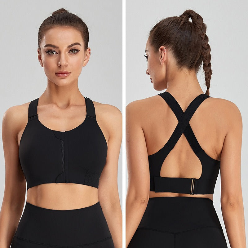 Zipper Sports Bra Womens Large High Strength Shockproof Running Tank Top Yoga Fitness Bra Traceless Lulu