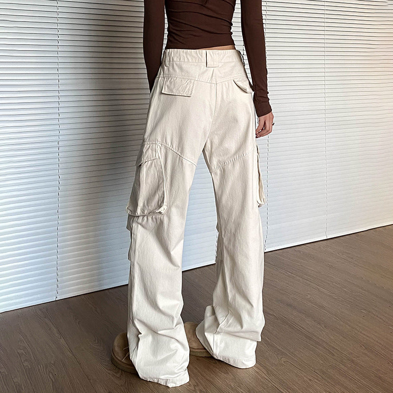 Vintage Multi-pocket Cargo Pants -  Loose Pleated Straight Leg
