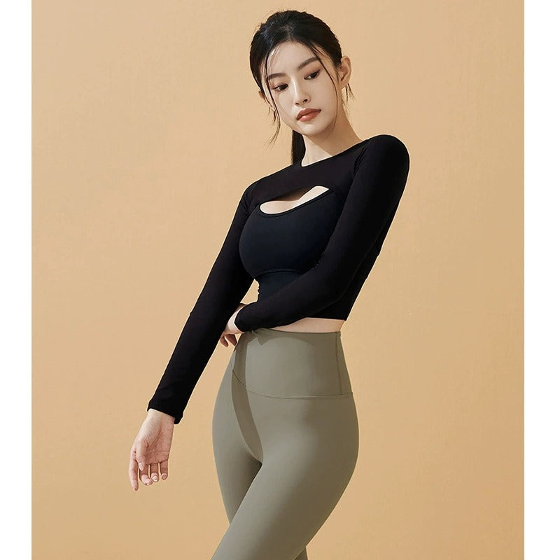 Ins Fashion Sports Long Sleeve Yoga Top Set Combination Sexy Yoga Vest Two Pieces of Fitness Clothes