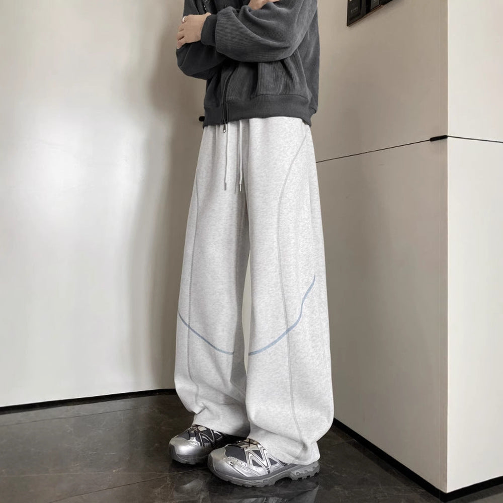 Stitched Wide-Leg Sweatpants – Comfort & Height-Enhancing Streetwear