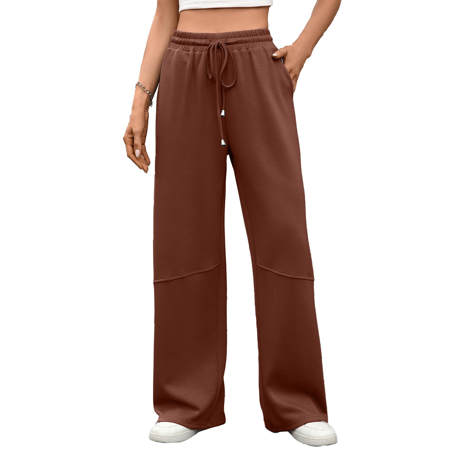 Solid Colors - Elastic Waist  - Drawstring Pocket  - Wide Leg Sweatpants