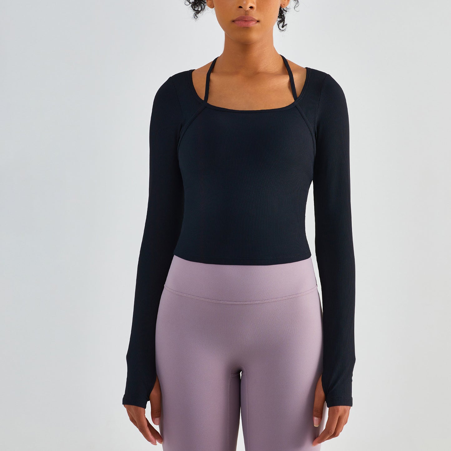 Neck Hanging Exercise Clothes Yoga Clothes Top Women's Long Sleeved Fitness Clothes With Chest Pads