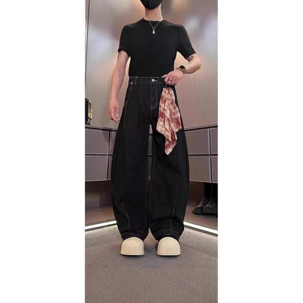 Denim Jeans -  Loose Wide-Leg -  Knife-Edge Style