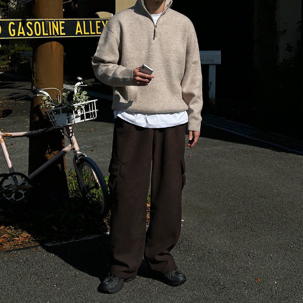 Casual Straight Leg - Cargo Pants - Thickened Wide Leg