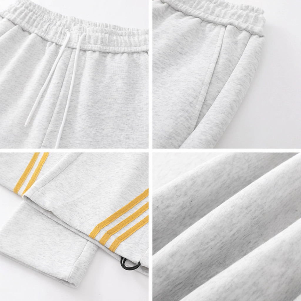 Heavyweight Three-Stripe Track Pants – Loose Straight Wide-Leg Sweatpants
