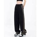 Fleece-Lined Color-Block Street Pants – Straight Leg Relaxed Fit