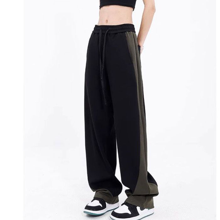 Fleece-Lined Color-Block Street Pants – Straight Leg Relaxed Fit