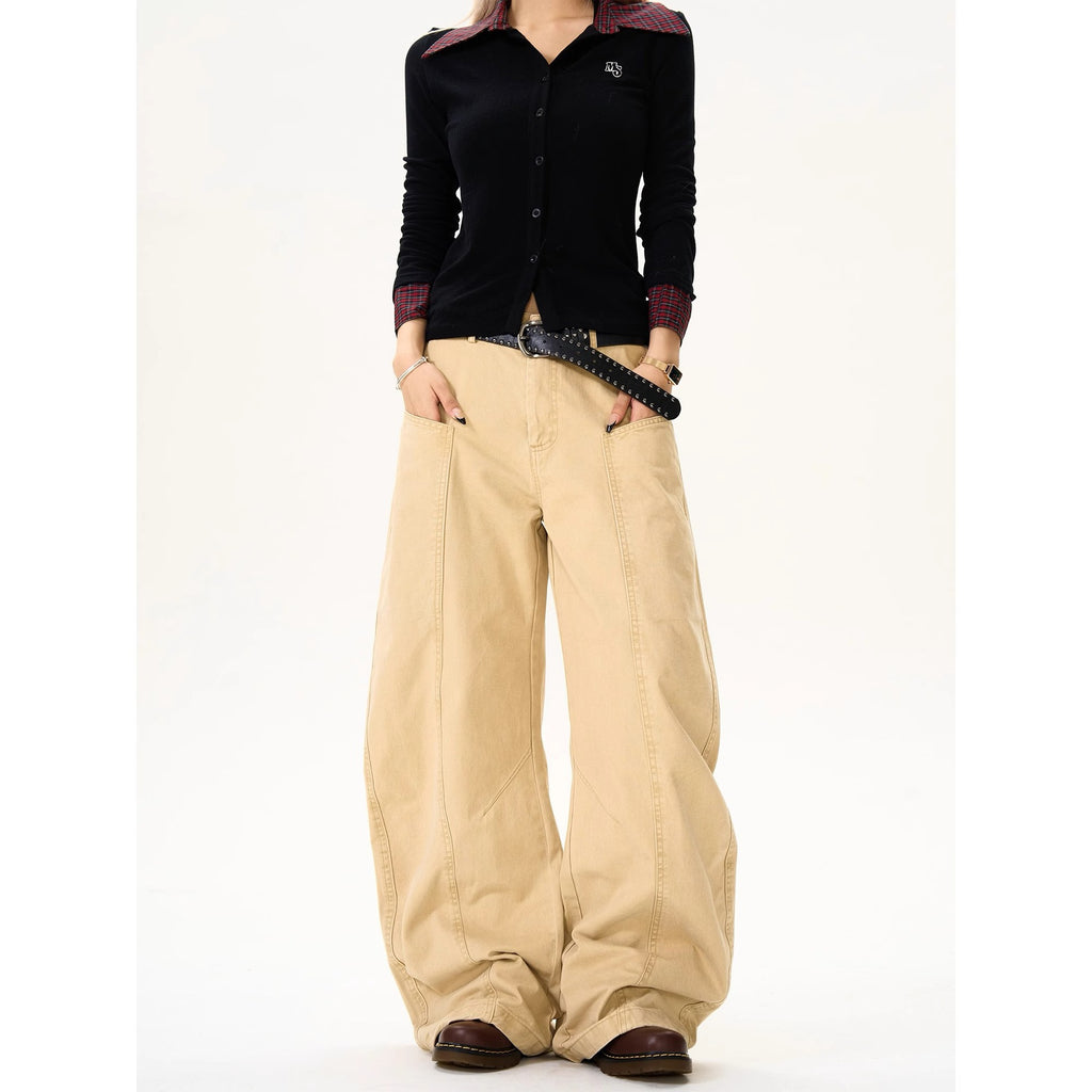 Deconstructed Patchwork - Knife-Edge Cargo Casual Pants