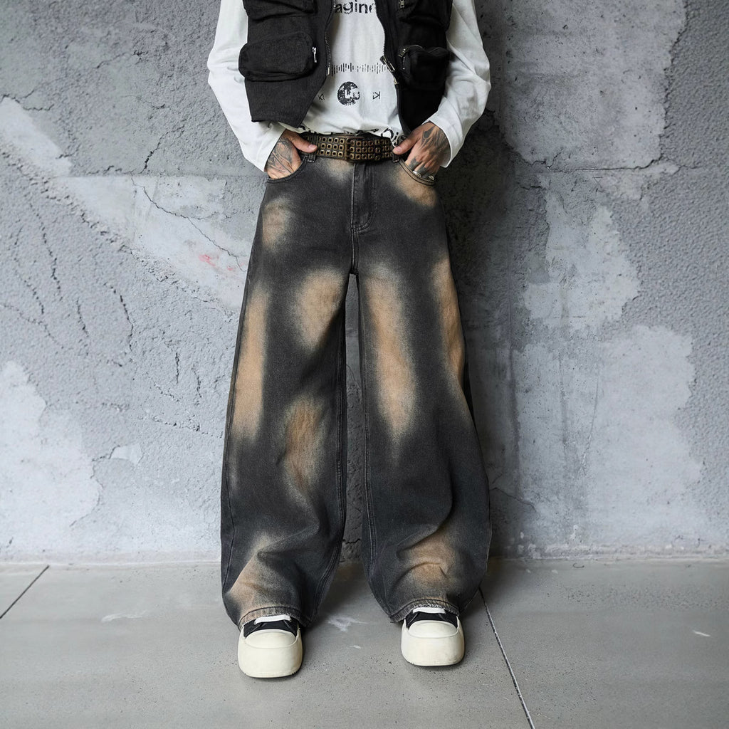Vintage Washed Distressed Denim Pants – Loose Slim Streetwear Fit