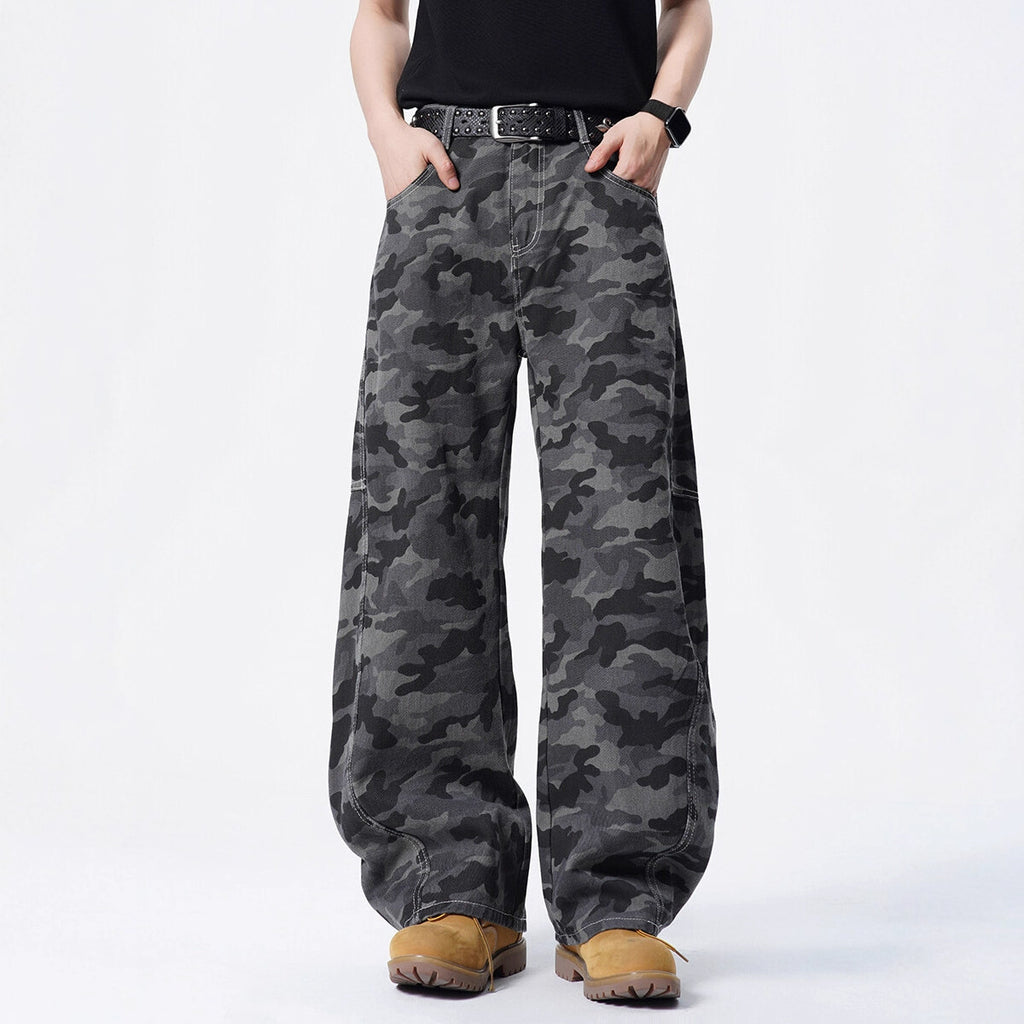 Street Style Camouflage Cargo Pants – Loose Fit Wide-Leg Casual Wear