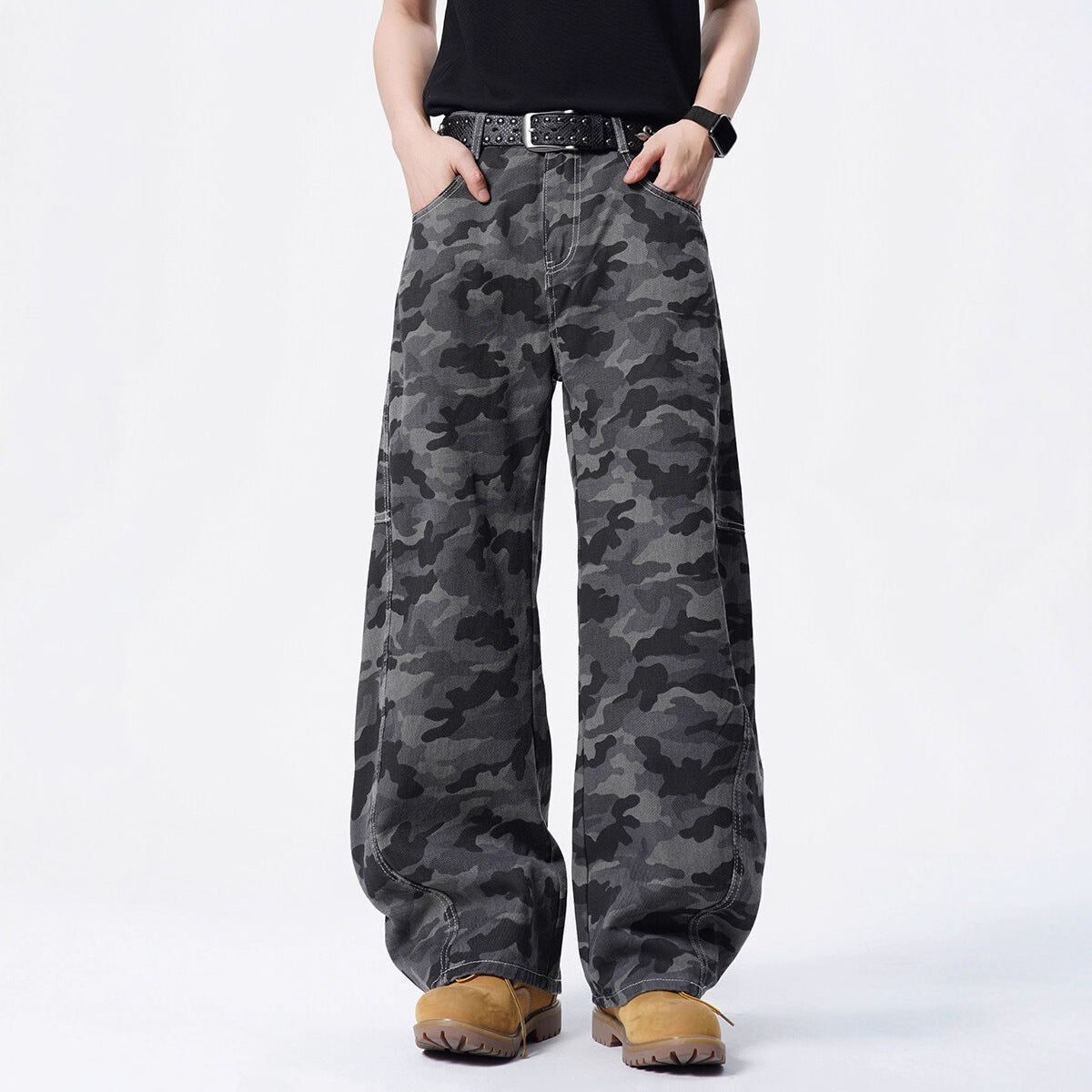 Street Style Camouflage Cargo Pants – Loose Fit Wide-Leg Casual Wear