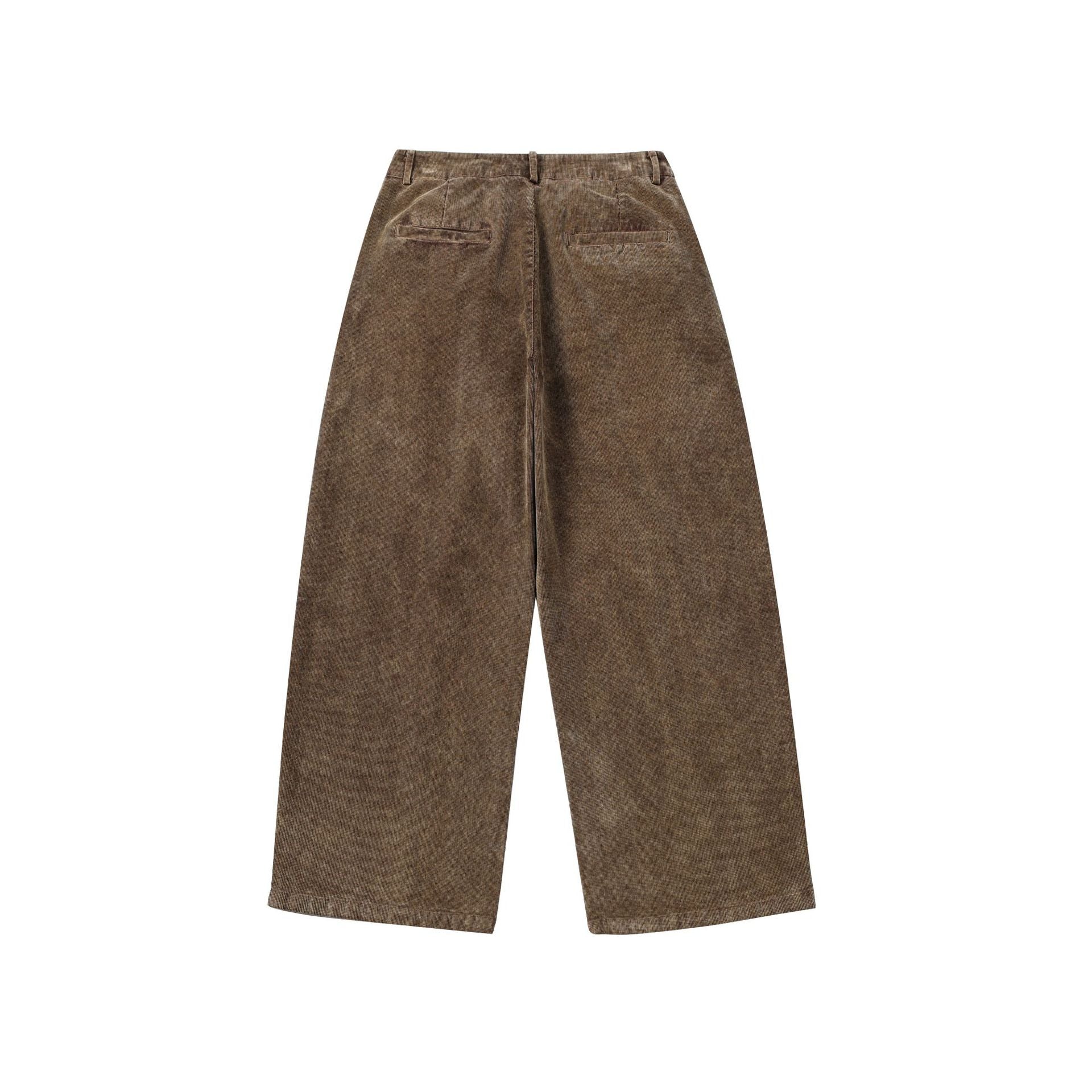 Elaxed Straight-Leg Washed Corduroy Pants – Casual Wide Fit