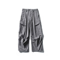 Drawstring -  Pleated Loose Straight Leg  - Cargo Pants