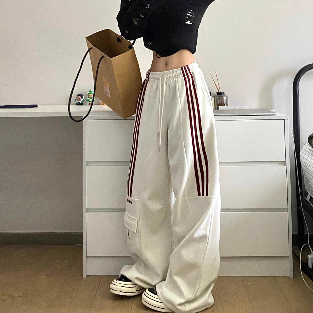 Striped Sweatpants - Wide Leg - Loose Fit