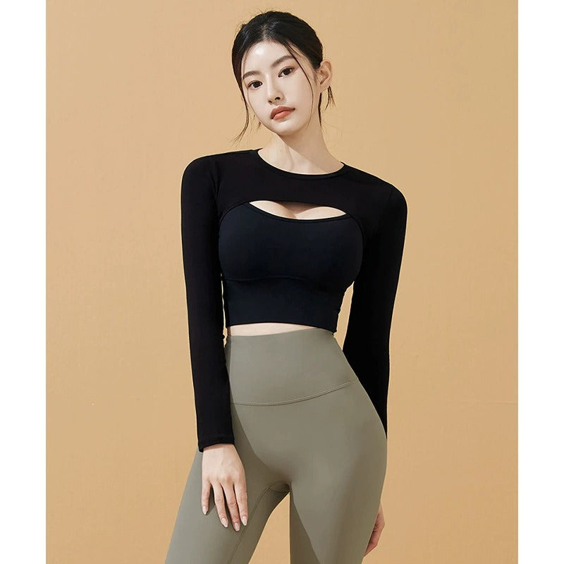 Ins Fashion Sports Long Sleeve Yoga Top Set Combination Sexy Yoga Vest Two Pieces of Fitness Clothes
