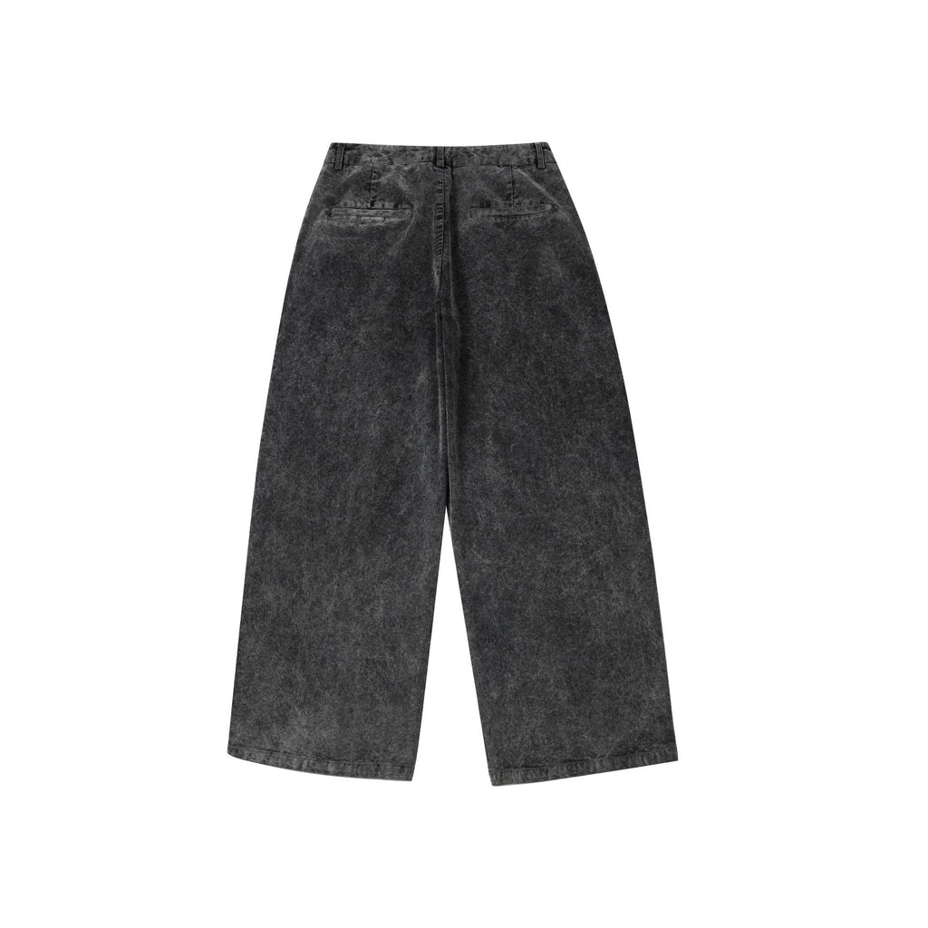 Elaxed Straight-Leg Washed Corduroy Pants – Casual Wide Fit