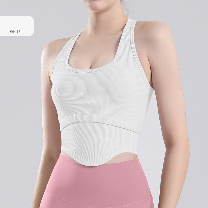 Sports Undershirt External Yoga Wear Tops Long-Sleeved Fitness Running Underwear Female With Chest Pad Shockproof High-Intensity