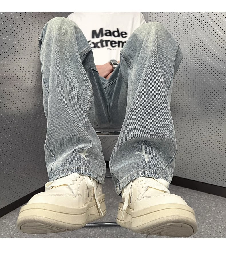 Washed Light Blue  - Denim Jeans -  Straight Leg Pants