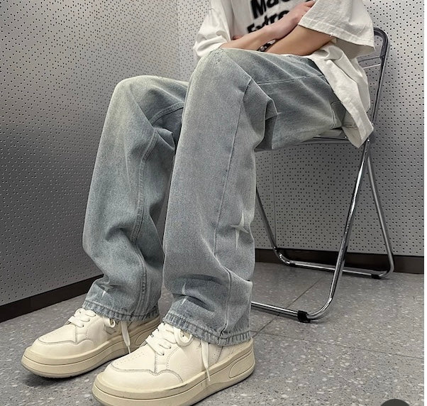 Washed Light Blue  - Denim Jeans -  Straight Leg Pants