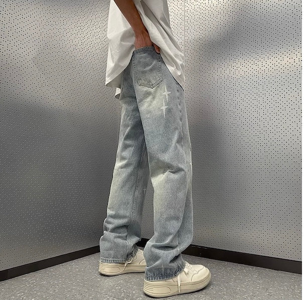 Washed Light Blue  - Denim Jeans -  Straight Leg Pants